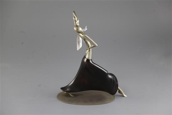 Franz Hagenauer. An Art Deco plated brass and ebonised wood figure of Josephine Baker, 12in.
